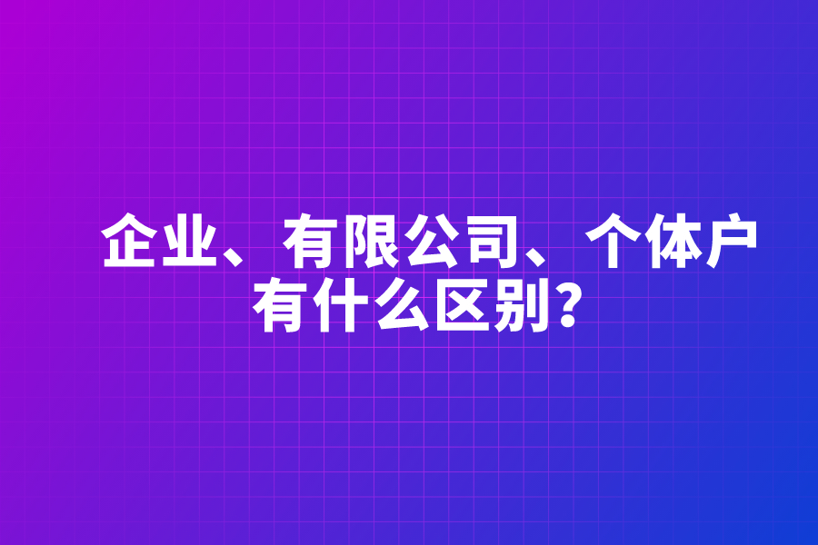 企业、有限公司、个体户有什么区别？